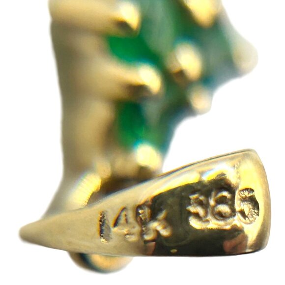 14k Yellow Gold Natural Emerald and Diamond Cross Pendant - Picture 5 of 8